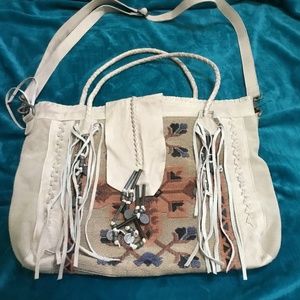 Free People boho embroidered leather bag